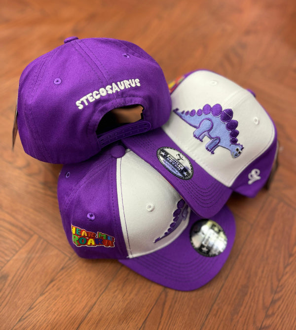 GORRA INFANTIL - DINOSAURIO - BLACO X MORADO